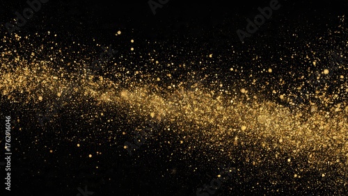 Wallpaper Mural A stream of golden particles flows against a dark black background creating a sparkling effect Torontodigital.ca