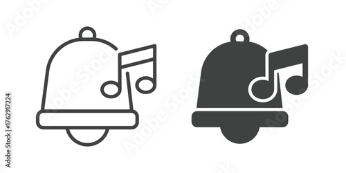 Bell, Notification and Alarm Icon. Line and glyph solid icon