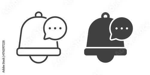 Bell, Notification and Alarm Icon. Line and glyph solid icon