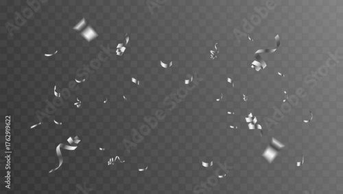 Silver confetti explosion A festive flurry of metallic streamers and glitters to elevate your designs