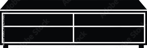 Black and white graphic of a four drawer dresser furniture storage