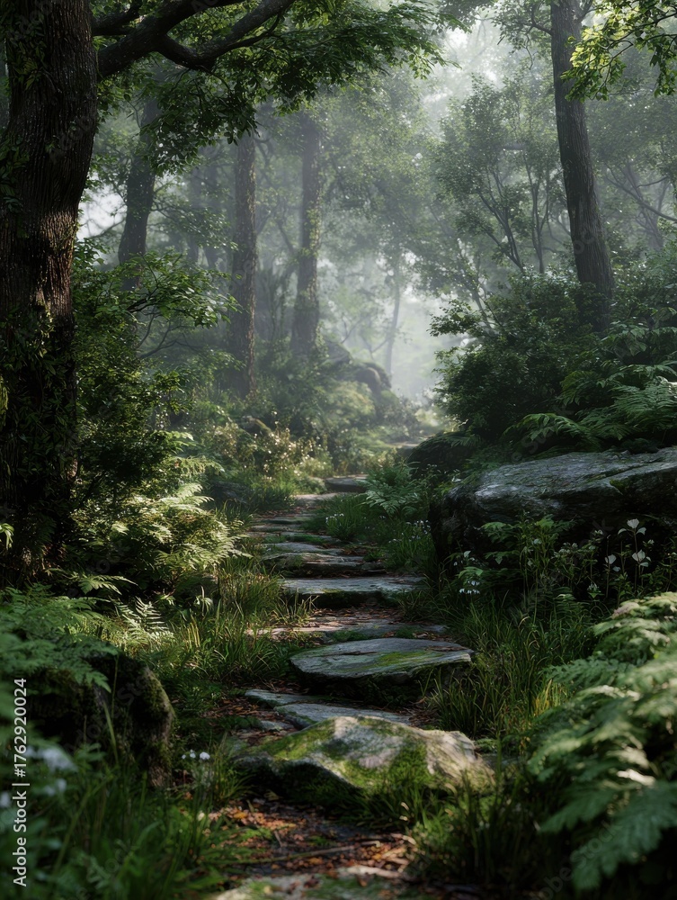 Fototapeta premium enchanted path through magical forest cinematic 4k