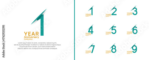 set of anniversary logo style with slash. vector design green and yellow color for celebration