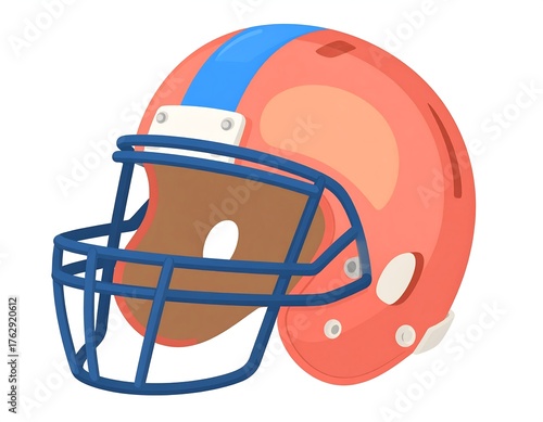 Red football helmet with blue trim