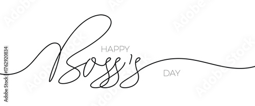 Happy Boss's day vector line calligraphy. Hand drawn modern lettering isolated on white background. Typography quote for Boss's Day. Motivational print for post cards, brochures, poster, t-shirts, mug