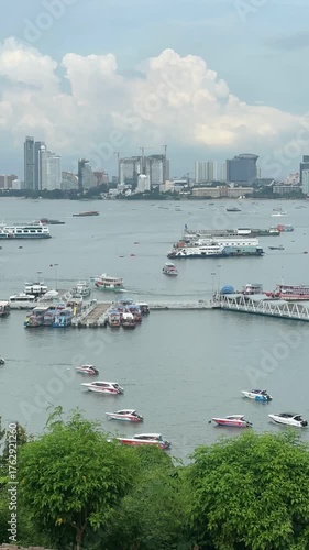 Pattaya City Pier, Thailand, Pattaya Sea, Bali Hai Pier 4K.