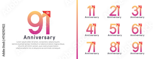 set of anniversary logo style. vector design purple color for celebration