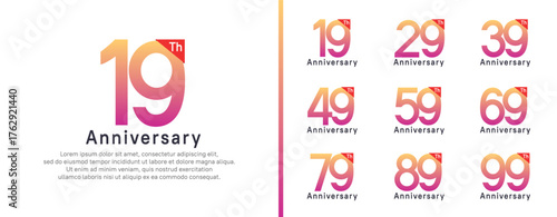 set of anniversary logo style. vector design purple color for celebration