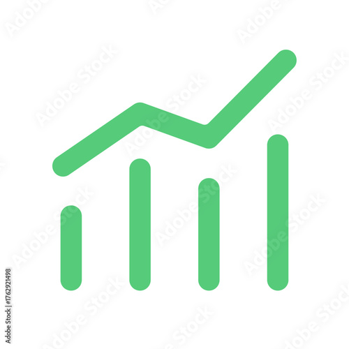 変動しながら右肩上がりに上昇する折れ線グラフと棒グラフ - 増える･乱高下する図表のアイコン素材
