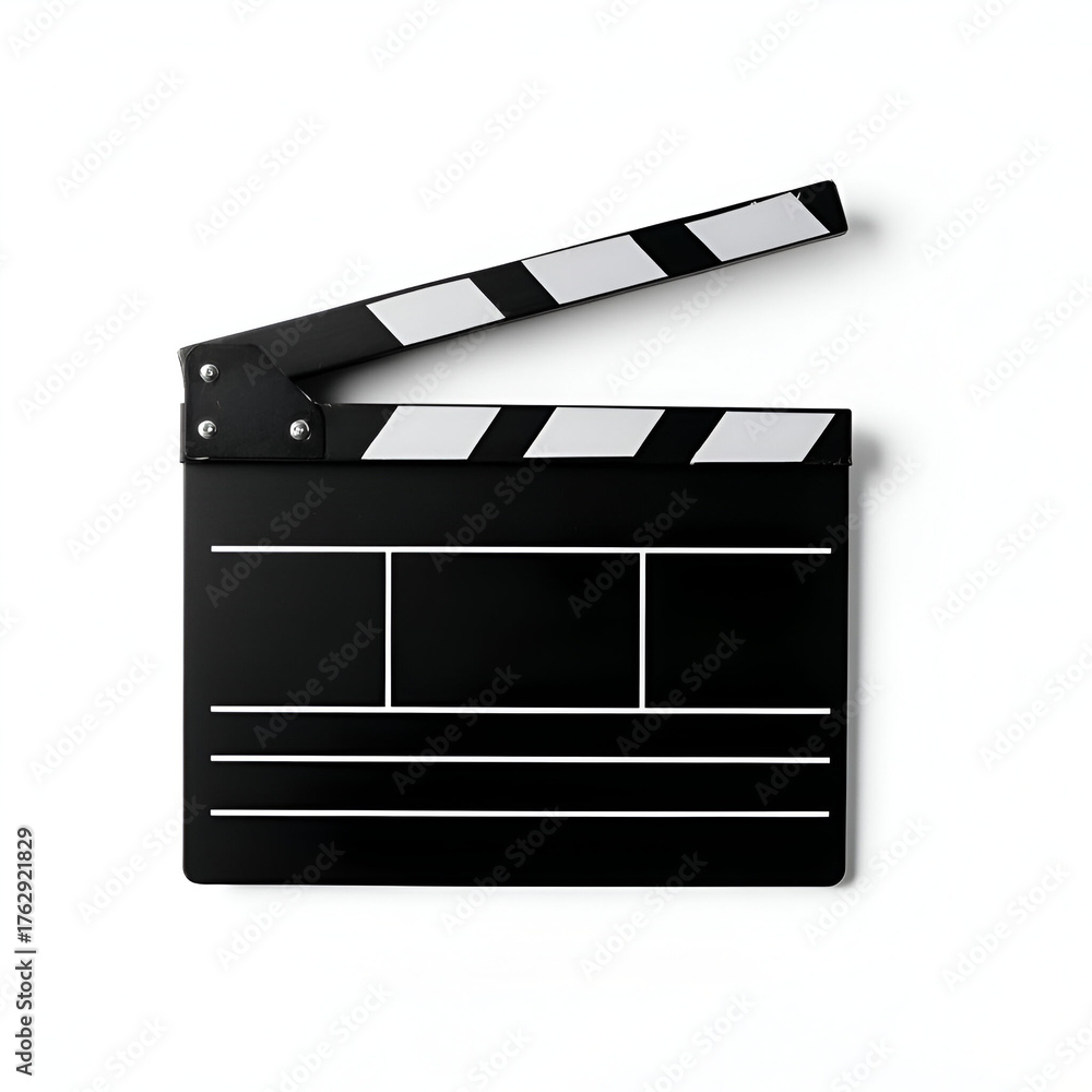Fototapeta premium A close-up of a classic movie clapperboard, symbolizing film production and creativity in the entertainment industry.
