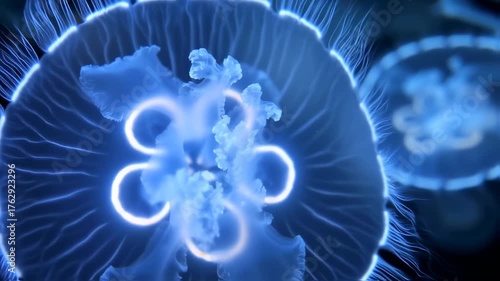 Close-up of glowing jellyfish