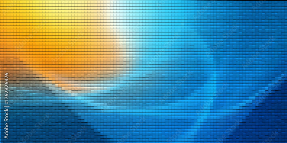 Fototapeta premium Abstract blue background with a digital vector wave pattern featuring a texture of light lines for technology design