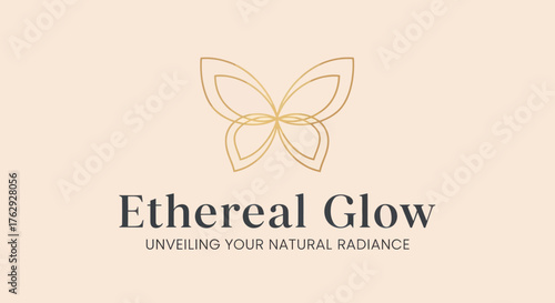 Ethereal Glow butterfly logo with tagline Unveiling Your Natural Radiance.