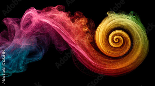 incense smoke curling into an elegant spiral against a dark background, capturing serenity, meditation, mindfulness, aromatherapy, relaxation, and abstract ethereal forms.