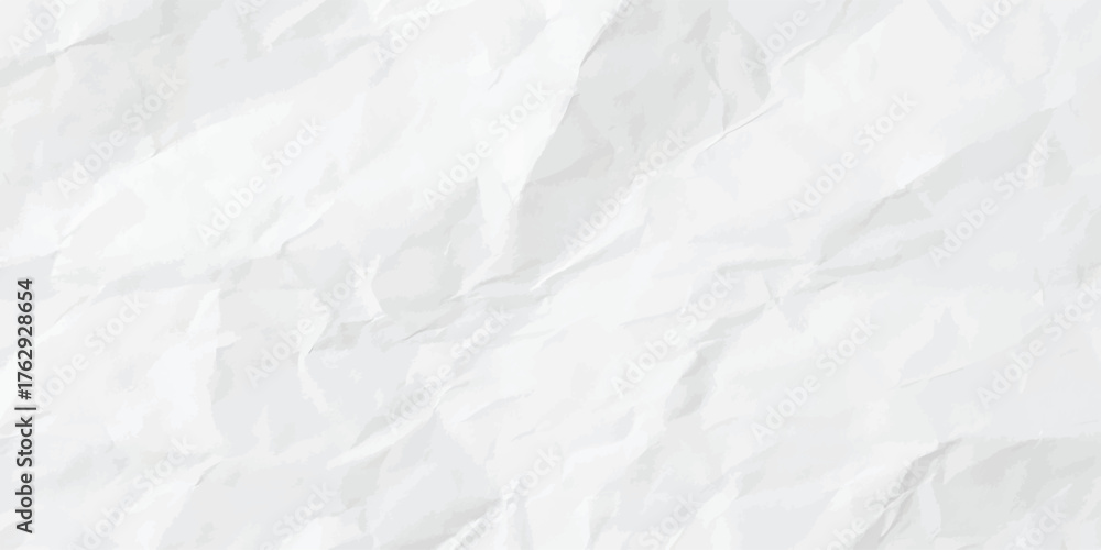 Obraz premium Abstract White Crumpled Paper Texture Vector Background with Realistic Folds and Wrinkles