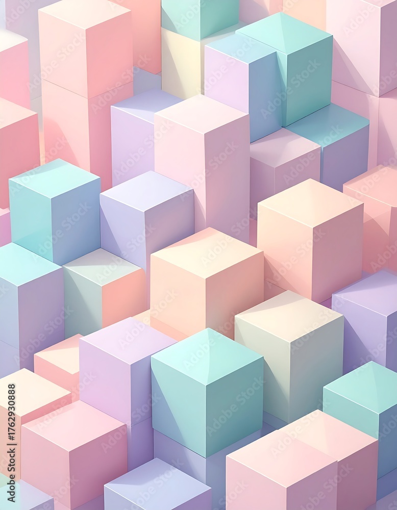 Obraz premium Pastel cubes in a 3D geometric pattern