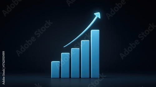 Free Download 3D Blue Bar Chart with Glowing Arrow Representing Growth in Modern Business Environment - GFXLoad