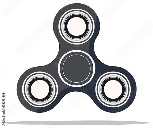 Modern fidget spinner design in grayscale colors on a white background