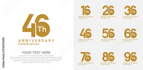 Anniversary logo set vector design, brown color for celebration event