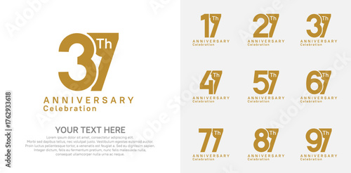 Anniversary logo set vector design, brown color for celebration event