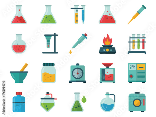 Colorful laboratory equipment for scientific experiments and research.