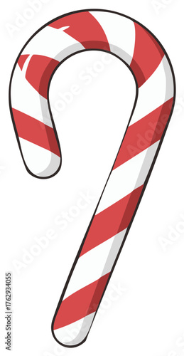 Vibrant red and white striped candy cane classic holiday sweet confection delicious treat graphic isolated