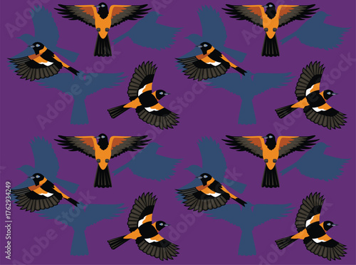 Bird Venezuelan Troupial Cute Cartoon Character Seamless Wallpaper Background