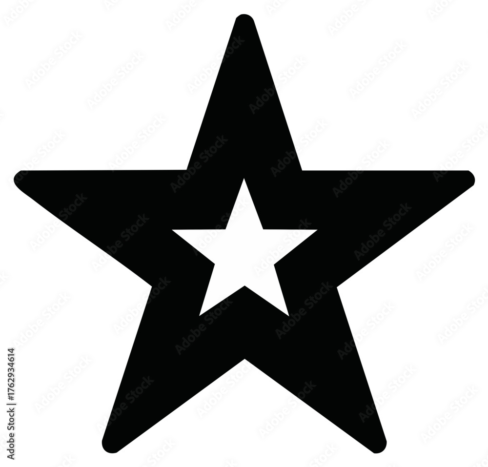 Fototapeta premium Star within a Star Icon Graphic Design Simple Achievement Shape Black White Vector