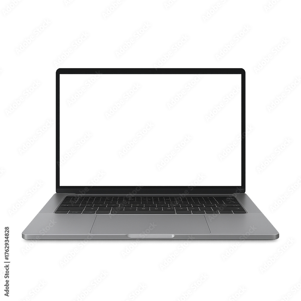 Fototapeta premium Open Laptop with Blank Screen Isolated on Transparent Background