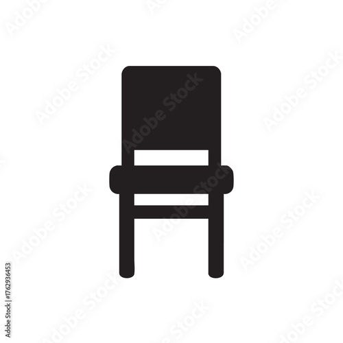 Simple black silhouette of a wooden chair with armrests displayed