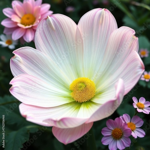 Delicate Pink Flower Blooming Amidst a Garden of Colorful Blossoms