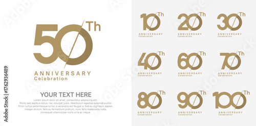 Anniversary logo set vector design, brown color for celebration event