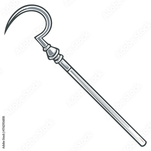 Ancient Egyptian khopesh sickle sword illustration in a monochrome vintage style