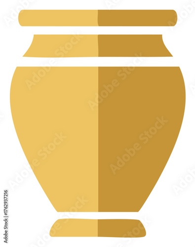 Golden ceramic vase illustration with ancient design style simple pottery artwork vessel