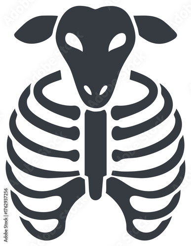Abstract Sheep Skeleton Rib Cage Silhouette Graphic Design