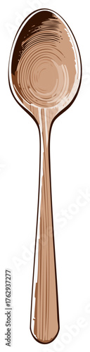 Elegant Wooden Spoon Illustration Showing Grains and Fine Details for Design Element or Menu Decoration