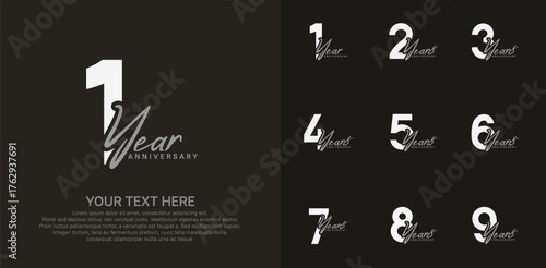 Anniversary logo set vector design, white and brown color for celebration event
