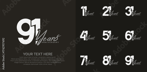 Anniversary logo set vector design, white and brown color for celebration event