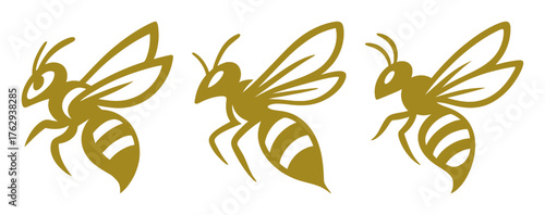 vector set silhouette of honey bee (artwork 1)