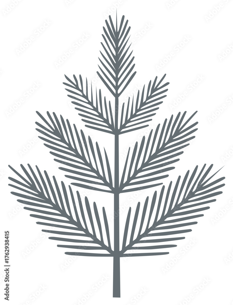 Naklejka premium Simple stylized illustration of a fir tree or conifer in gray tones.