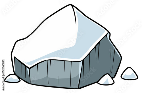 Cartoon style iceberg or ice floe illustration with small snow piles