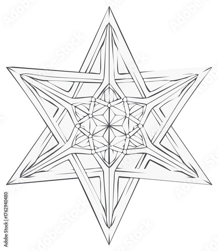 Intricate Geometric Star Pattern Abstract Design Outline
