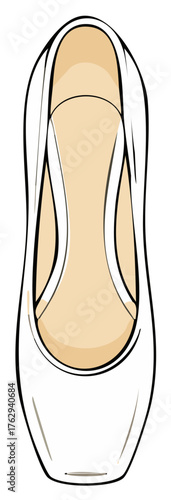 White Ballet Pointe Shoe Illustration Top View Elegant Dance Slipper Footwear