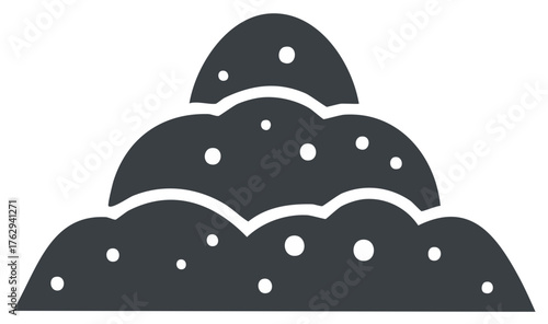 Vector graphic of a dark gray dirt mound icon with granular texture
