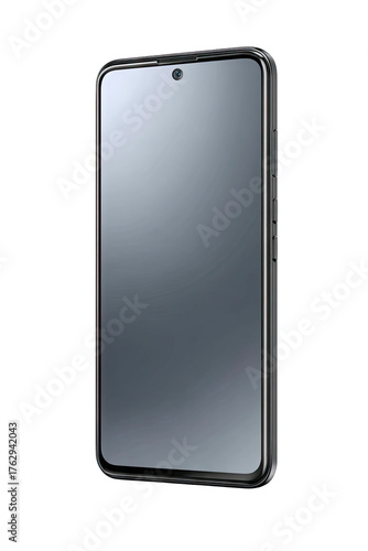 Modern phone with grey screen isolated on black