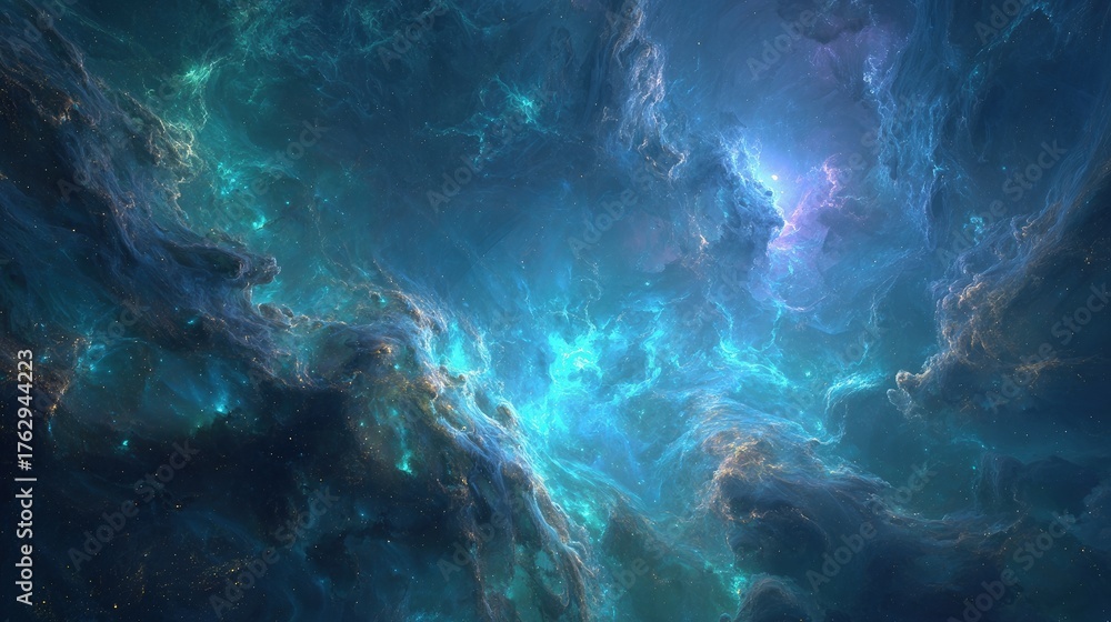 Fototapeta premium Vibrant Colorful Cosmic Nebula In Deep Space