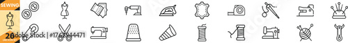 Collection of sewing and tailoring line icons for creative projects vector