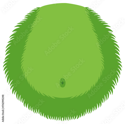 Green Furry Monster Illustration, Cartoon Creature with Tufts