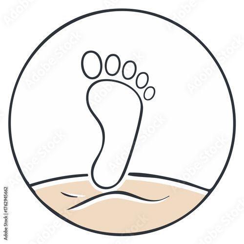 Barefoot print icon of a foot stepping on a soft surface for comfort or podiatry