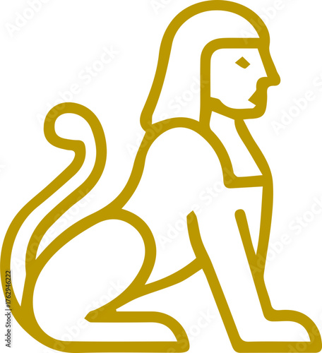 Majestic golden sphinx icon representing ancient Egyptian history and mythical power